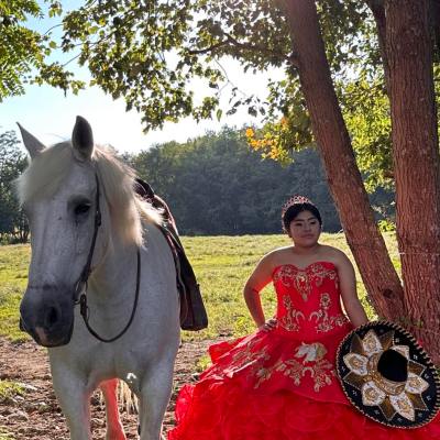 a person standing next to a horse