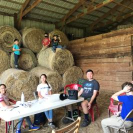a group of people in a room