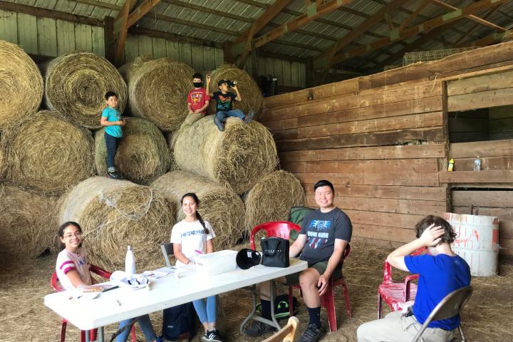 a group of people in a room