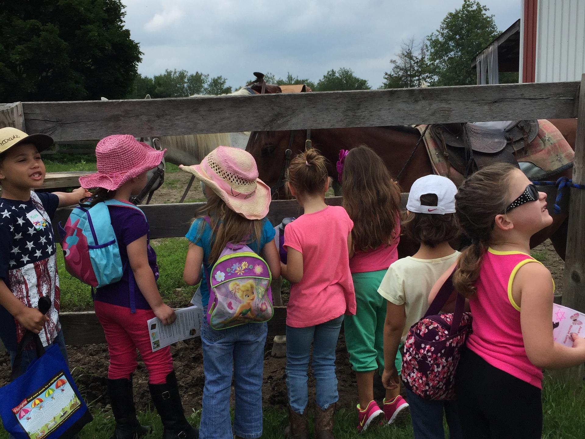 a group of people that are standing in the grass