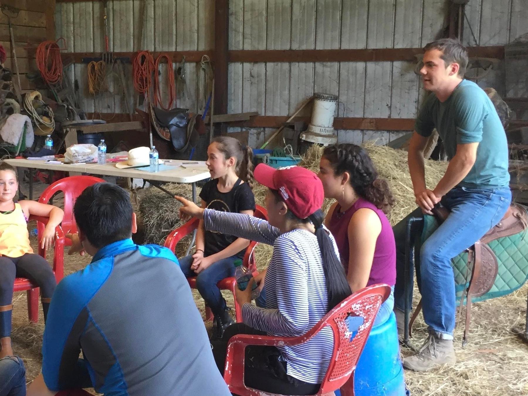 a group of people standing in front of a crowd