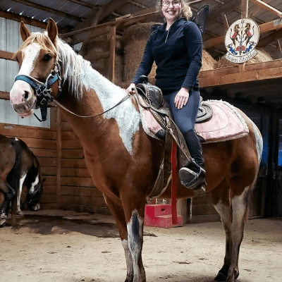 a person riding a horse