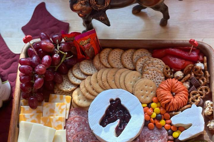 a box filled with different types of food on a table