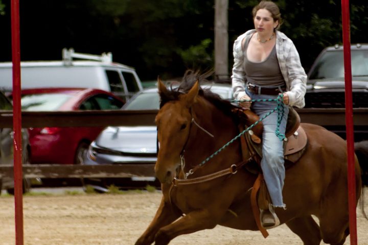 a man riding a horse