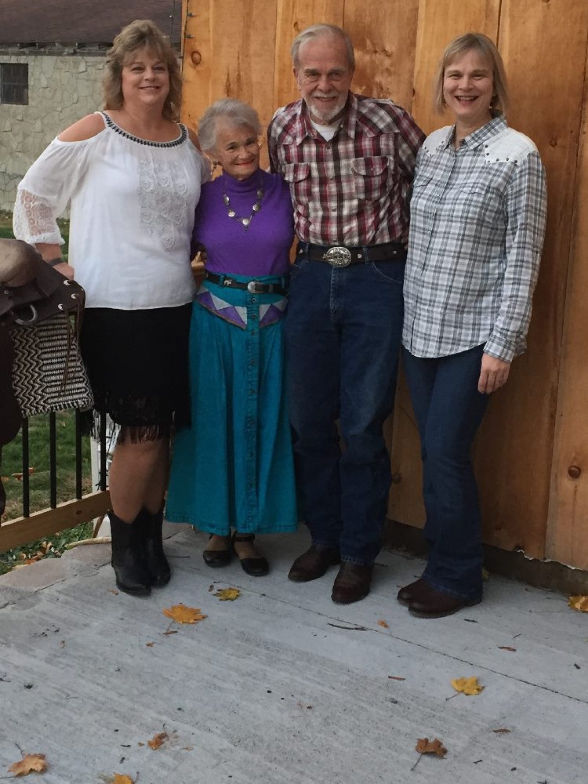 a group of people standing in front of a building