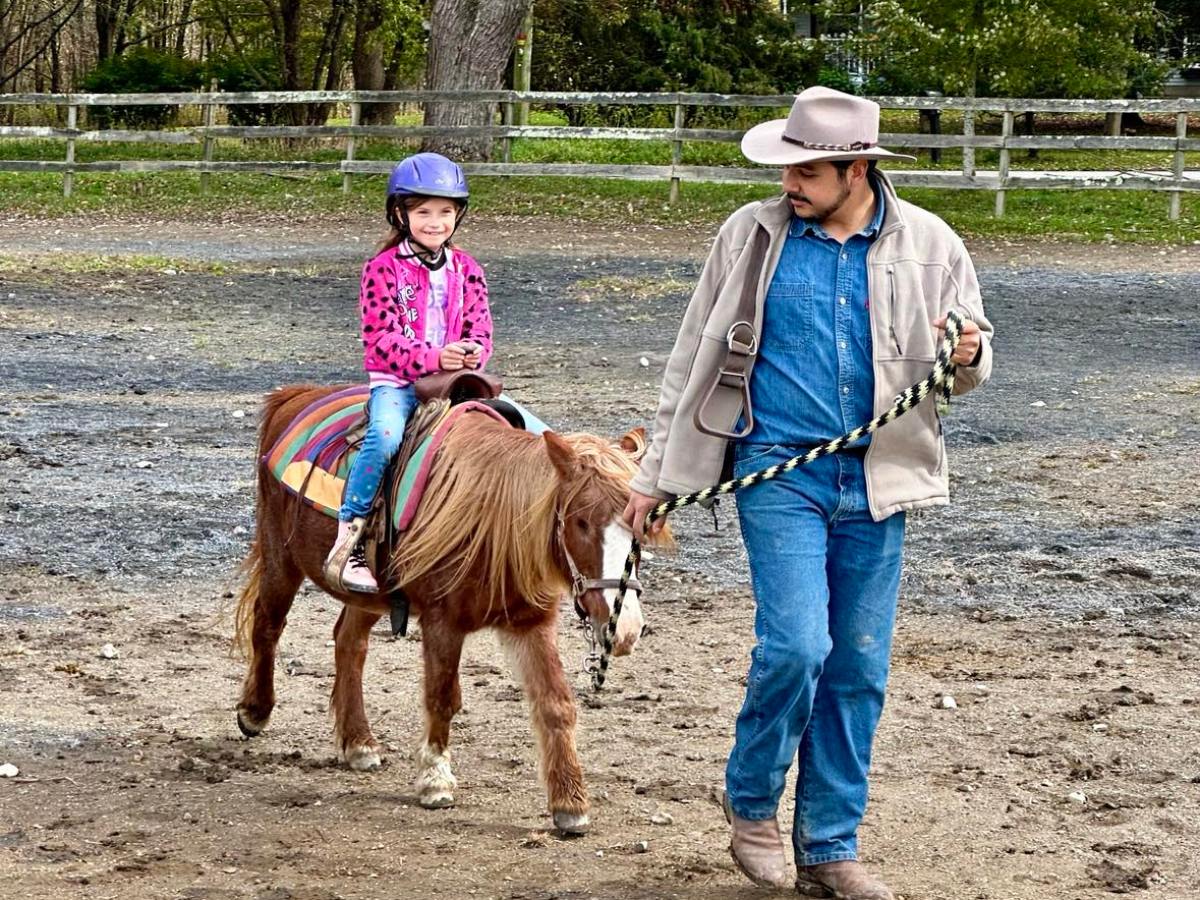 a person riding a horse